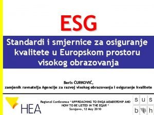ESG Standardi i smjernice za osiguranje kvalitete u