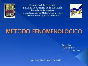 Estudios fenomenologicos Estudios fenomenologicos
