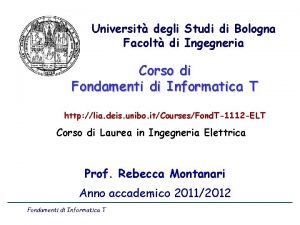 Universit degli Studi di Bologna Facolt di Ingegneria