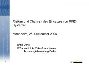 Risiken und Chancen des Einsatzes von RFIDSystemen Mannheim