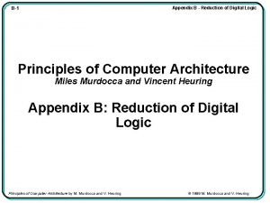 Appendix B Reduction of Digital Logic B1 Principles