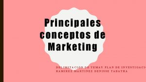 Principales conceptos de Marketing DELIMITACIN DE TEMAY PLAN