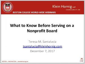 BOSTON COLLEGE WORLDWIDE WEBINARS What to Know Before