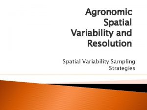 Agronomic Spatial Variability and Resolution Spatial Variability Sampling