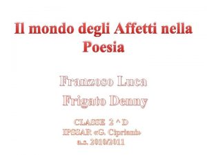 Poesia degli affetti