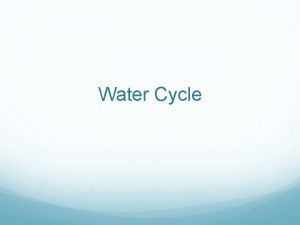 Water cycle infiltration