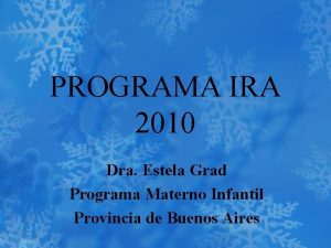 PROGRAMA IRA 2010 Dra Estela Grad Programa Materno