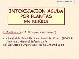 PEHSU VALENCIA INTOXICACION AGUDA POR PLANTAS EN NIOS