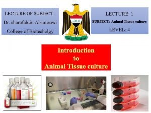 LECTURE OF SUBJECT LECTURE 1 Dr sharafaldin Almusawi