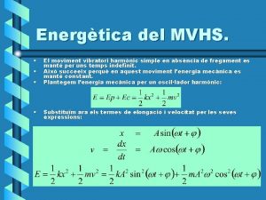 Energtica del MVHS El moviment vibratori harmnic simple