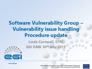 Software Vulnerability Group Vulnerability issue handling Procedure update