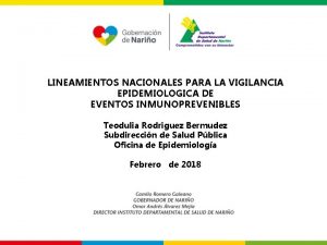 LINEAMIENTOS NACIONALES PARA LA VIGILANCIA EPIDEMIOLOGICA DE EVENTOS