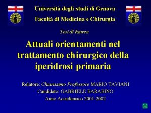 Universit degli studi di Genova Facolt di Medicina