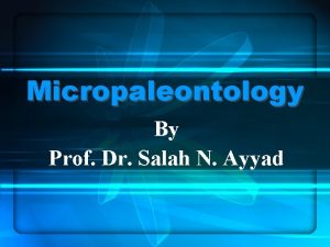 Micropaleontology By Prof Dr Salah N Ayyad Lecture