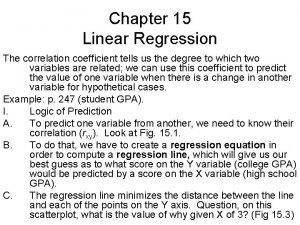 Chapter 15 Linear Regression The correlation coefficient tells