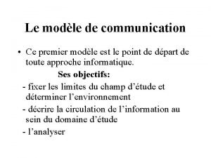 Communication modles Communication modles