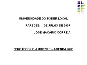 UNIVERSIDADE DO PODER LOCAL PAREDES 1 DE JULHO