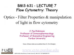 BMS 631 LECTURE 7 Flow Cytometry Theory Optics