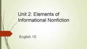 Elements of informational nonfiction