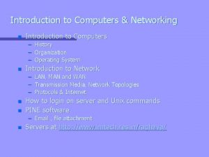 Introduction to Computers Networking n Introduction to Computers