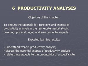 Objective of productivity