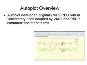 Autoplot Overview Autoplot developed originally for Vi RBO