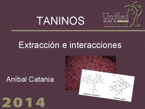 TANINOS Extraccin e interacciones Anbal Catania Temario Clasificacin