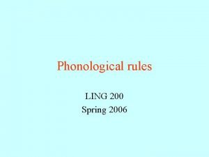 Phonological rule examples