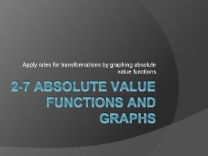 Apply rules for transformations by graphing absolute value