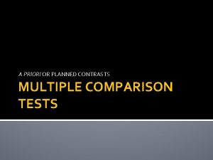 A priori comparisons