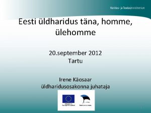 Eesti ldharidus tna homme lehomme 20 september 2012