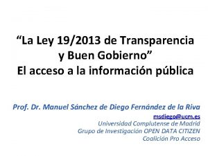 La Ley 192013 de Transparencia y Buen Gobierno