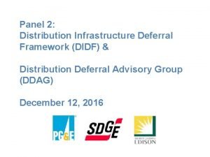 Panel 2 Distribution Infrastructure Deferral Framework DIDF Distribution