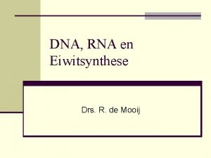 DNA RNA en Eiwitsynthese Drs R de Mooij