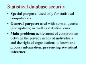 Statistical database security