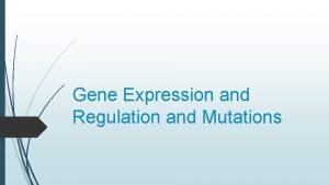Gene Expression and Regulation and Mutations Gene Expression Gene Expression and Regulation and Mutations Gene Expression