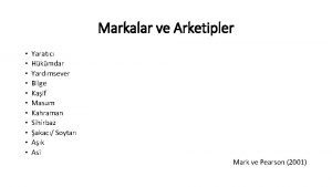 Markalar ve Arketipler Yaratc Hkmdar Yardmsever Bilge Kaif