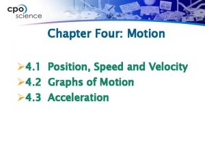 Chapter Four Motion 4 1 Position Speed and