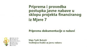 Priprema i provedba postupka javne nabave u sklopu