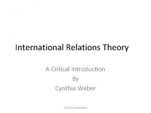 Cynthia weber international relations theory