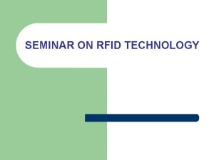 Rfid technology seminar