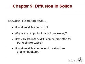 Chapter 5 Diffusion in Solids ISSUES TO ADDRESS