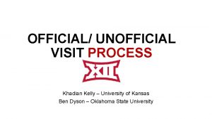 OFFICIAL UNOFFICIAL VISIT PROCESS Khadian Kelly University of