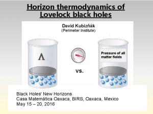 Horizon thermodynamics of Lovelock black holes David Kubizk