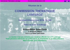 Commission Thmatique Laminage Runion du 08 Novembre 2019