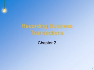 Recording Business Transactions Chapter 2 1 Objective 1