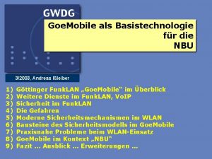 Goe Mobile als Basistechnologie fr die NBU 32003