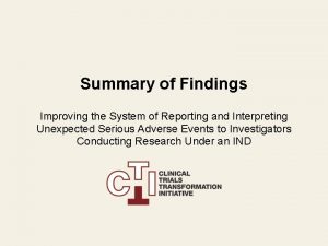 Summary of findings