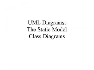 UML Diagrams The Static Model Class Diagrams The