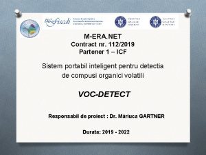 MERA NET Contract nr 1122019 Partener 1 ICF